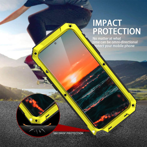 Samsung S22 Ultra 5G Metal case with Kickstand Screen Protector Case Sturdy Military Armor Durable Full Body Heavy Duty Shockproof Drop Tested Out...