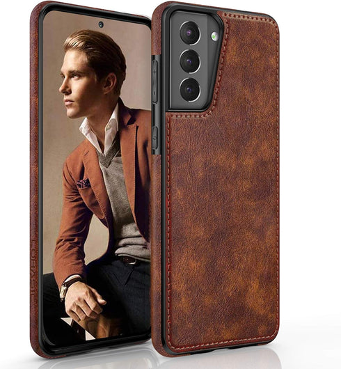 LOHASIC for Galaxy S21 Case 5G, Premium Leather Luxury PU Non-Slip Grip Rugged Bumper Shockproof Full Body Protective Cover Men Women Phone Cases ...