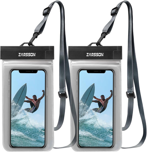 IPX8 Waterproof Phone Pouch/Case, 2 Pack Universal TPU Cell Phone Dry Bag Underwater Protector with Detachable Lanyard for iPhone 14 13 12 Pro Max...