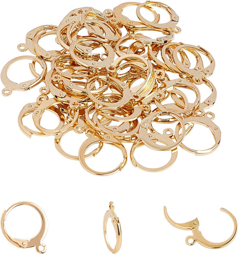 UNICRAFTALE 50pcs Lever Back Earrings Stainless Steel Leverback Earring Hoop Earring with Loop Golden Leverback Earwire Findings for DIY Jewelry M...