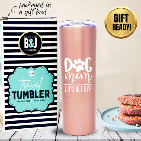 Brooke & Jess Designs Dog Mom Tumbler - Dog Lovers Gifts for Women - Dog Mom Cup, Coffee Mugs - Great Gifts for Christmas, Birthday...
