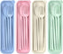 4 Sets Travel Utensils with Case, Cutlery Set Chopsticks Fork Spoon Knife with Case, Reusable Plastic Utensils Sets for Lunch Box Accessories,Port...