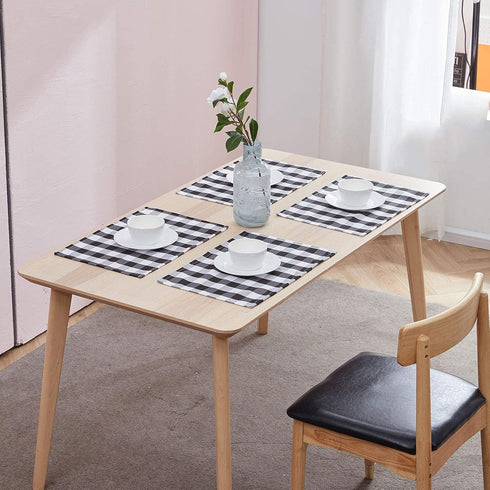 Nobildonna 18"x13" Plaid Checkered Placemats,Black & White Checker, Quality Thin and Durable Placemats for Dining Table Set of 4 (Black & White)...
