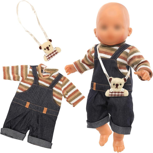 Miunana 13-16 Inch Baby Doll Dress with Bear Backpack Fit for 35-45 CM Baby Doll One-Piece Dress Baby Doll Bear Pajamas...