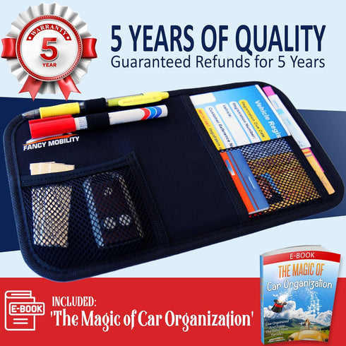 Car Sun Visor Organizer - Auto Accessories Document Holder - Car, Truck, SUV Registration & Insurance Storage Pouch - Road Trip Essentials Gift fo...