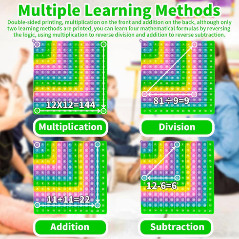 12X12 Multiplication Chart and Math 1-12 Addition Table Toys, Stress Relief Fidget Bubble Game Learning Toys, Making Learning More Fun and Easy to...