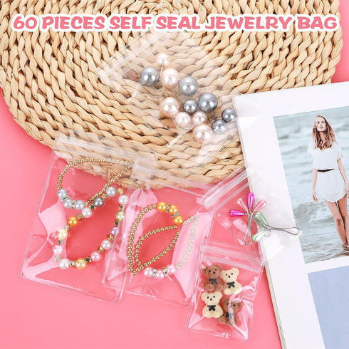 60 Pack Clear Plastic Jewelry Bags, Small Bags for Jewelry Anti Tarnish Jewelry Storage Bags Jewelry Pouches...