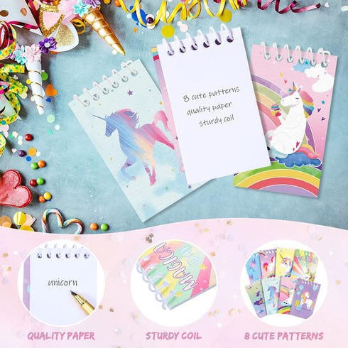24 Pieces Mini Unicorn Notebooks for Girls, Unicorn Party Favors Mini Spiral Journal Notepads Gift Bags Fillers for Girls Kids Classroom Unicorn B...