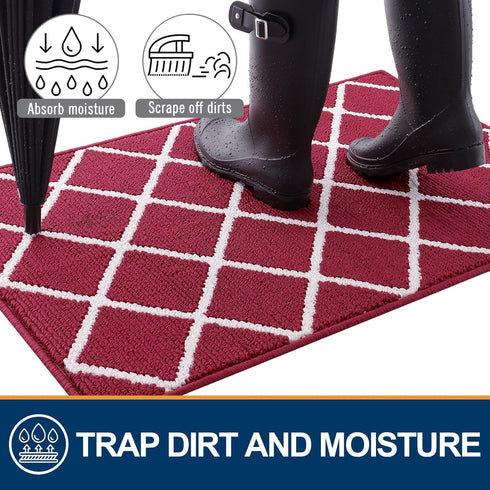Finchitty Indoor Door Mat, Non-Slip Absorbent Resist Dirt Entrance Mat, Washable Mats for Entryway, Low-Profile Inside Floor Doormat, 30" x 17", B...