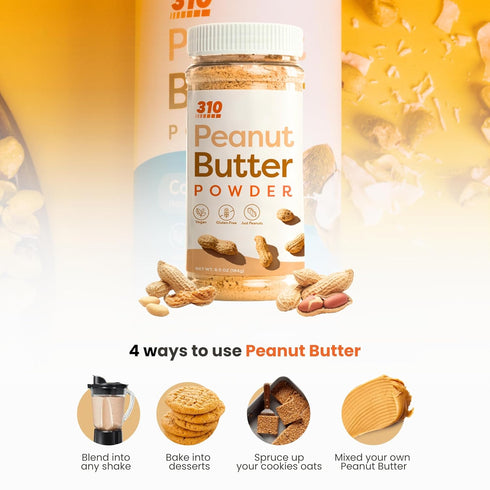 310 Nutrition Organic Powdered Peanut Butter - Low Fat, Plant-Based, Gluten Free, Sugar Free Peanut Butter Powder with 6g of Protein - 6.5oz (184g...