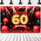 Happy 60th Birthday Banner Backdrop Red and Black 60 Years Old Background Bday Decorations for Women Men Photography Party Supplies Glitter...