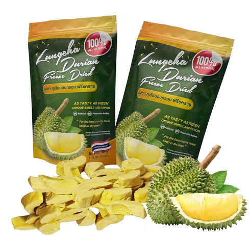 Durian King of Fruit Vacuum Freeze Dried Fresh Durian Monthong Made from Real Fruit 50 Gram or 1.75 Ounce Pack of 2...