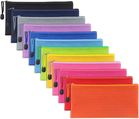 Tamaki 12 Pack Zipper Pencil Pouch Pencil Bags, Zipper Pencil Pouches Bulk, Waterproof Pencil Case, for Organizing Storage Office Supplies Bills C...
