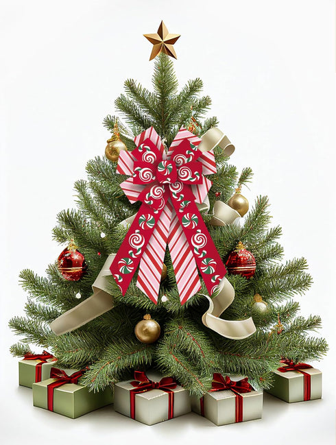2 Rolls Christmas Ribbon for Wreath Bows Wrapping Gifts, Red Pink Candy Cane Ribbon for Gift Wrapping Party Supplies Decoration DIY Crafts 2.5" X ...