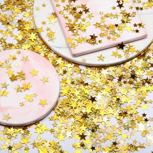 Hestya 60g Star Confetti Glitter Table Confetti Metallic Foil Stars for Party Wedding Festival Decorations(Glitter Gold Set,10mm and 6mm)...