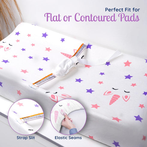 GROW WILD Changing Pad Cover 3 Pack | Soft & Stretchy Jersey Cotton | Baby Changing Table Pad Cover | Diaper Changing Pad Covers for Girls and Boy...