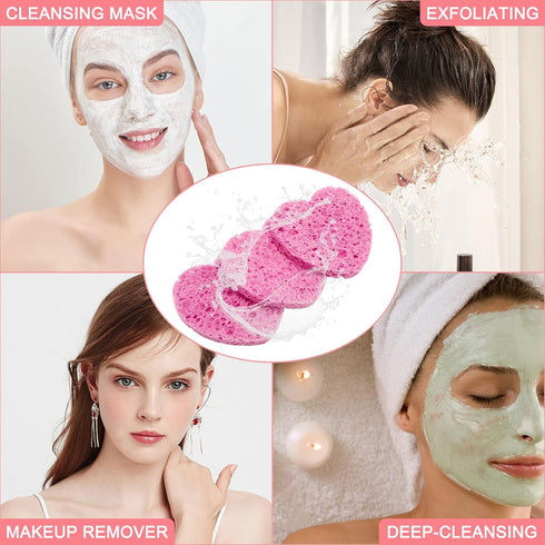50 Count Compressed Facial Sponges with a Portable Storage Case,Natural Cellulose Spa Heart Shape Face Sponge for Daily Deep Cleansing Exfoliating...