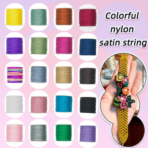 White Nylon Beading String for Bracelets 2 Rolls, 0.8mm Jewelry Making Supplies Bracelets Cord, Nylon Thread Chinese Knotting Cord for Braided Bra...