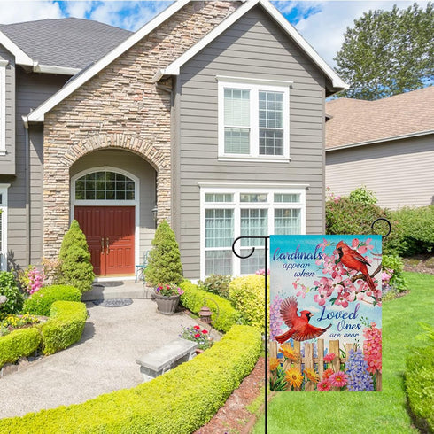 Home Decorative Cardinal Appear When Loved Ones are Near Spring Garden Flag, Summer Bird Porch Yard Flower Outside Decoration Inspirational Memori...