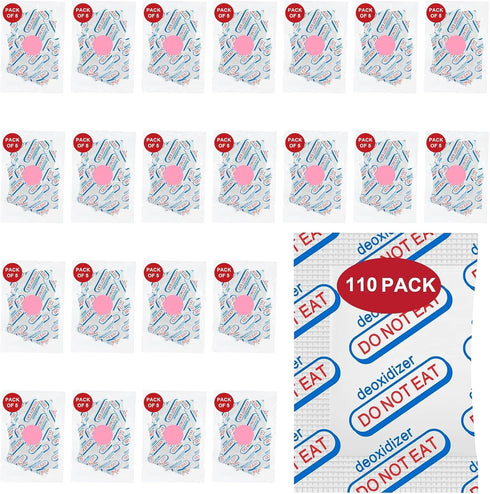 110 Packs 700CC Food Grade Oxygen Absorbers ?5 Packs in Individual Vacuum Bag, 22x Packs of 5, Oxygen Absorbers For Long Term Food Storage, with O...