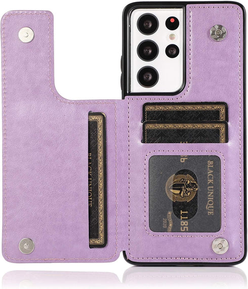 Phone Case for Samsung Galaxy S21 Ultra Glaxay S21ultra 5G with Tempered Glass Screen Protector Card Holder Wallet Cover Stand Flip Leather Cell G...