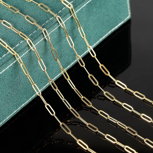 Jabogrii 16.4 Feet Gold Plated Chain for Jewelry Making Welded Stainless Steel Paperclip Oval Link Chains Bulk with Lobster Clasps Jump Rings for ...