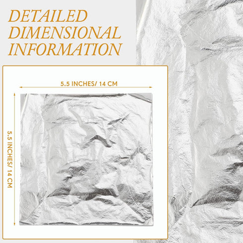 Qilery 500 Pcs Silver Leaf Sheets Silver Foil Gilding Thin Foil Paper for Crafts Imitation Metallic Silver Foil Flakes for Home Nail Arts Project ...