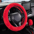 SEG Direct Furry Car Steering Wheel Cover with Fluffy Gear Shift Cover Soft Warm Non-Slip Car Decoration for Women Girls 2 PCS Set, Red...