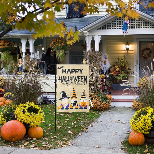GROBRO7 6Pcs Easter Gnome Seasonal Garden Flag Set for Halloween Thanksgiving Christmas Unique Party Decoration Double Sided Print Burlap House Fl...