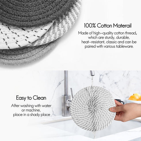 7" Trivets for Hot Dishes, Hot pots and Pans, 4 Pcs Pot Holders for Kitchen?Heat Resistant Hot Holders are Used to Protect Your Furniture and Tabl...