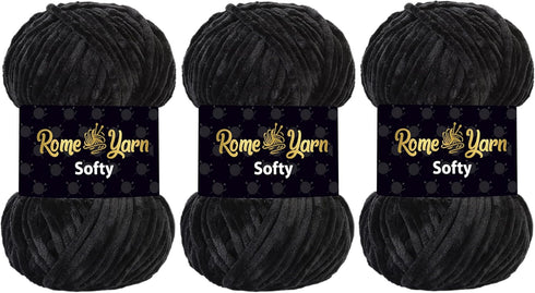 Softy #6 Super Bulky Velvet Yarn 3 x 100g (3.52 oz) - 120m (131 Yards) | 100% Micro Polyester Chunky Chenille Baby Blanket Amigurumi Plush Yarn fo...