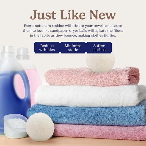 Handy Laundry Wool Dryer Balls - Natural Fabric Softener, Reusable, Reduces Clothing Wrinkles and Saves Drying Time, Better Alternative to Plastic...