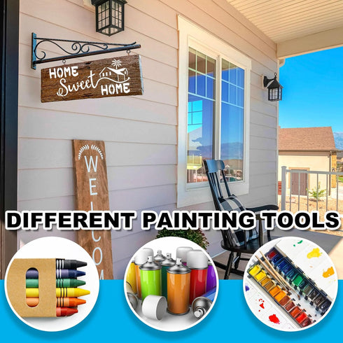 Thyle 20 Pcs Welcome Stencils for Painting on Wood 11.81 x 5.91'' Large Welcome Letters Stencils Half Round Stencils for Wood Sign Plastic Word Fa...
