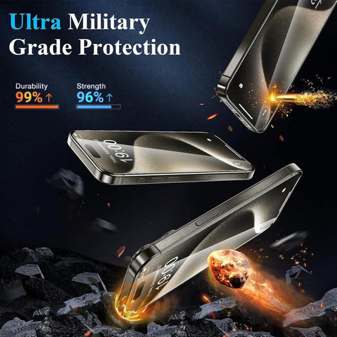 YMHML 3 Pack for iPhone 15 Pro Max/iPhone 15 Plus Screen Protector, Military Grade Tempered Glass HD Clear Film Case Friendly Screen Protector iPh...