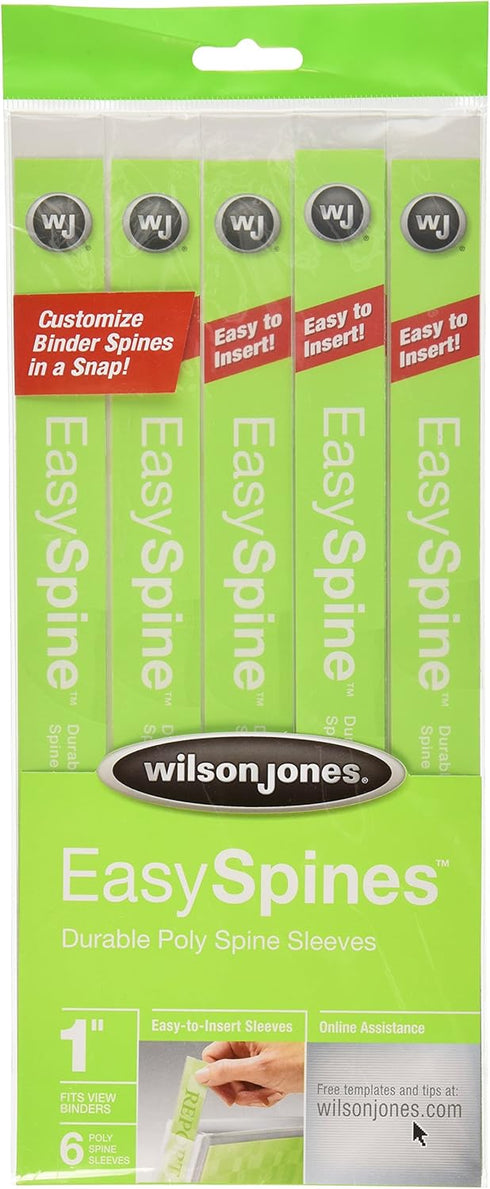 Wilson Jones EasySpines Binder Inserts, 1 Inch Width, 6 per Pack, Clear (W35513)...
