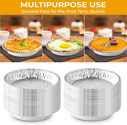 The Baker Celebrations Aluminum Foil Baking Pie Pans – 8 inch (7 inch Inner Diameter) Disposable Plates - Made in USA (Pack of 25)...
