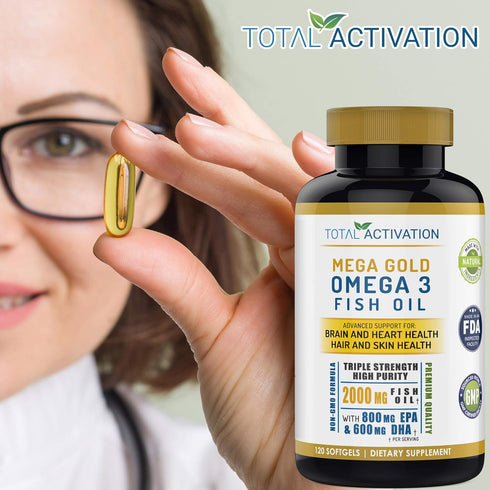 Omega 3 Burpless Max Strength Fish Oil Supplement, Dr. Formula 2000 mg with Vitamin E, 800 mg EPA 600 mg DHA Ultimate Brain, Hair Support Men & Wo...