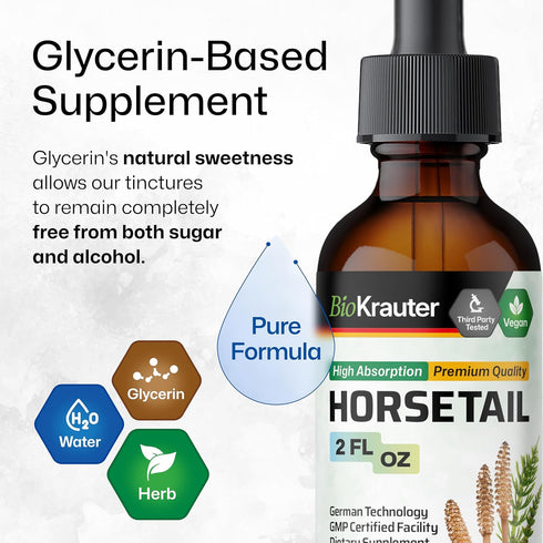 Horsetail Tincture - Organic Horsetail Herb for Hair Growth - Pure Ingredients - Horse Tail Liquid Extract Supplement - Alcohol and Sugar Free Veg...