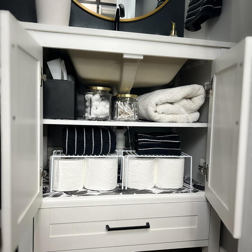 Evelots Wire Rack Cabinet Shelf Organizer -2 Pack Sturdy Metal Cabinet Riser Shelf - Double Space-Great for Kitchen, Freezer, Pantry -Rustproof...