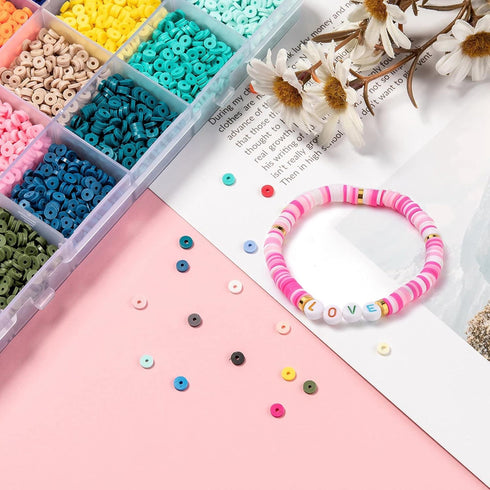 1824~1920 Pieces 8mm Polymer Clay Beads Kit 24 Colors Eco-Friendly Handmade Heishi Disc Beads Flat Round Loose Spacer Beads for Jewelry Making...