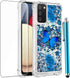 for Samsung Galaxy A02S Case with Tempered Glass Screen Protector,Glitter Bling Flowing Liquid Sparkle Women Girls Soft TPU Shockproof Protective ...