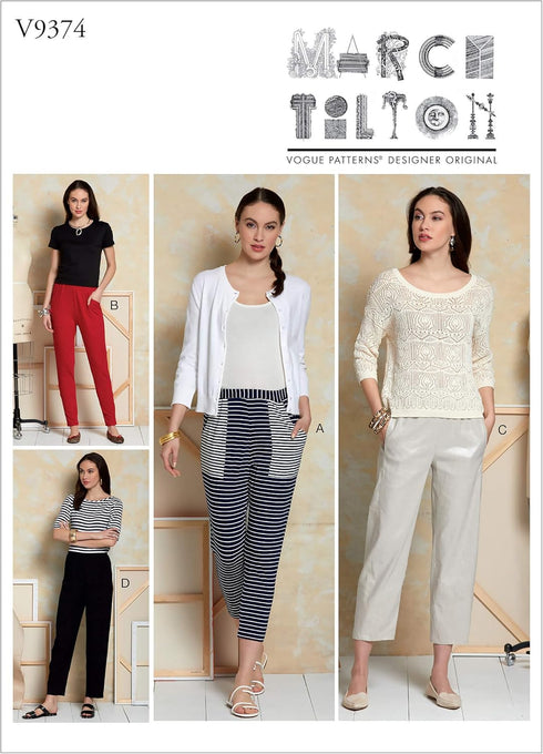 Vogue V9374ZZ Women's Loose Fitting Pants Sewing Patterns by Marcy Tilton, Sizes 16-26, White...