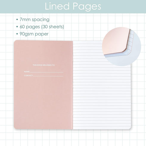 THiNKABLE Pastel Aesthetic Notebooks Set, Cute Journal Set 8 pack, A5 5.5 x 8.3 in 60 Pages, Simple Cover Notebook, Minimalist Journal for Women L...
