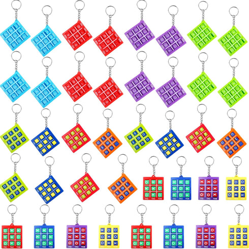 40 Pack Tic Tac Toe Keychain Mini Tic-Tac-Toe Keyholders Bulk Plastic Tic-Tac-Toe Games Keyrings for Boys Girls Birthday Party Favors Backpack Cli...