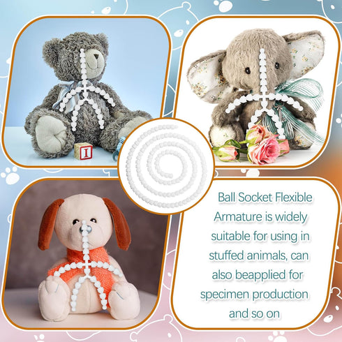 144 Pieces Doll Armature Set with 4Y and 4X Chest Connectors Flexible Doll Joints Plastic Ball for Stuffed Animal Bear Dolls Making DIY Crafts Nee...