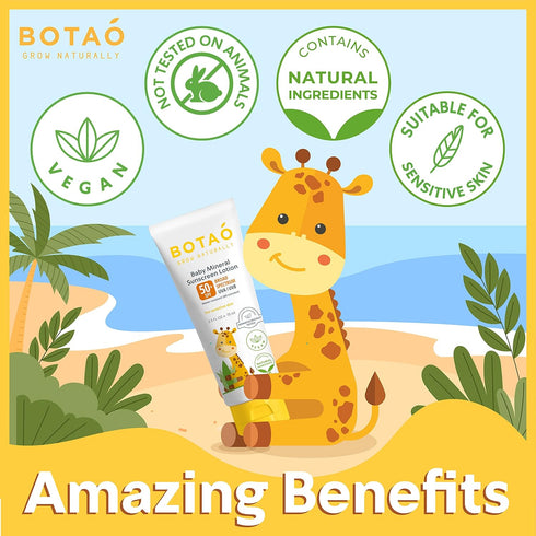 Baby 100% mineral Zinc Oxide baby sunscreen – safe natural sunblock lotion for babies: SPF50 Broad Spectrum UVA UVB,For sensitive skin Baby Face B...
