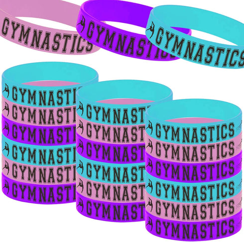 Oringaga 24PCS Gymnastics Party Rubber Bracelets, Sport Gymnastics Game Dance Party Birthday Party Supplies Decorations Gifts Prize Goodie Bag Fav...