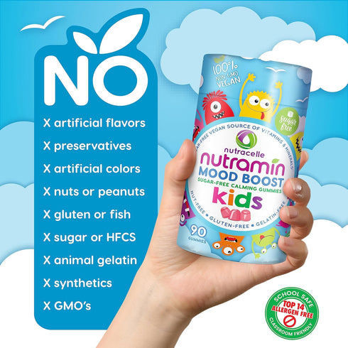 NUTRAMIN Kids Mood Boost Vitamin Gummy: The Yummy and Calm Magnesium Citrate Supplement for Children with Ashwagandha & Vitamin B Complex Anti-Str...