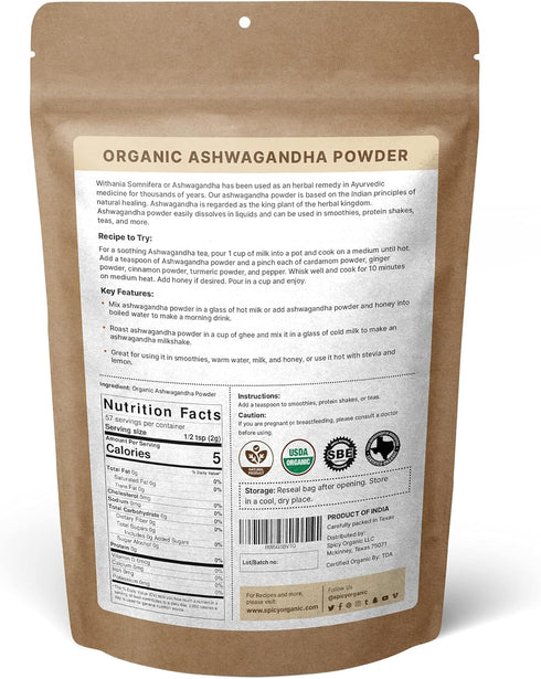 Ashwagandha Root Powder 4 oz. – Pure and Raw Indian Ginseng (Withania Somnifera) - A Versatile Alternative for Supplements, Herbal Teas, and More,...