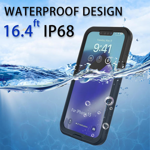 for iPhone 15 Waterproof Case,Retail Packaging,IP68 Full Sealed Snowproof Dustproof Shockproof Heavy Duty Protection Cover with Screen Protector f...